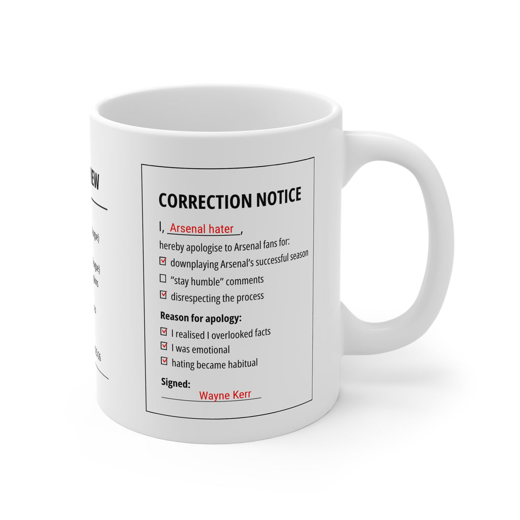 2025/26 Arsenal Correction Form Mug
