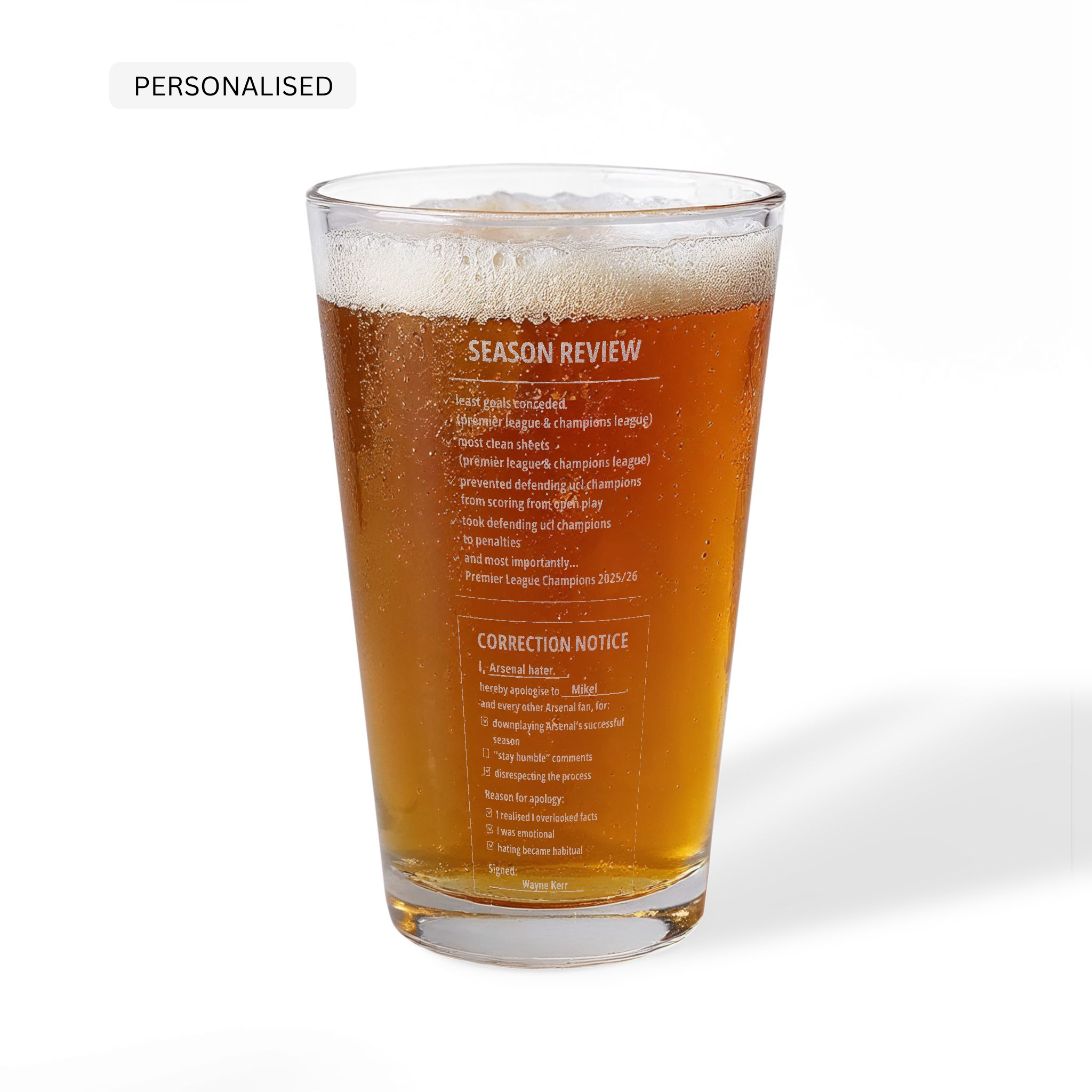 2025/26 Arsenal Correction Form Pint